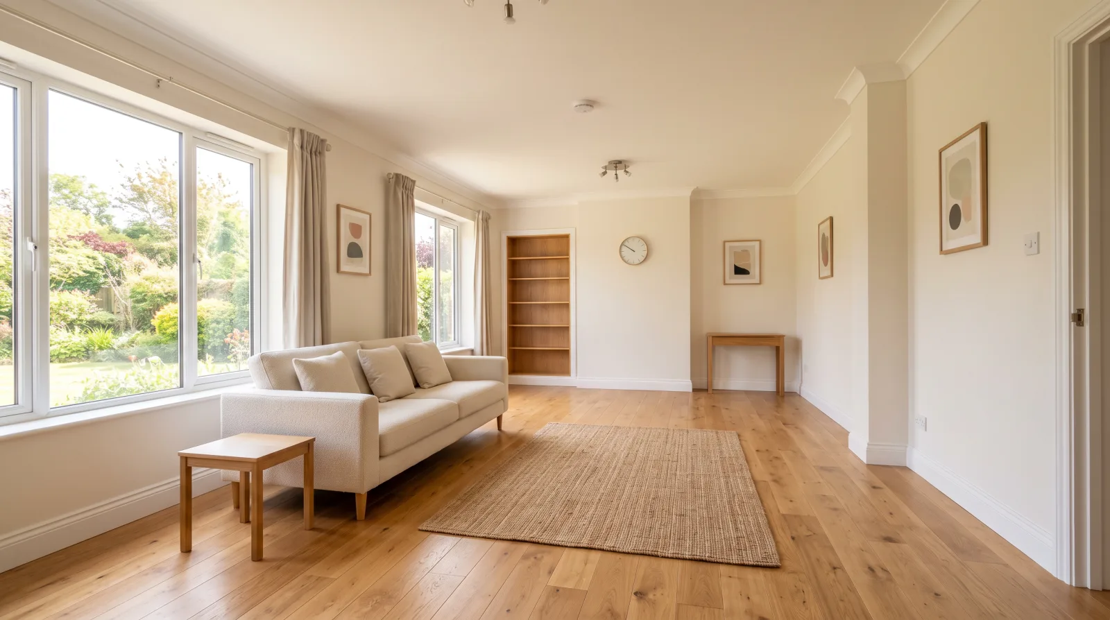 An empty, bright room representing a simple decision-making space for weighing estate sale options
